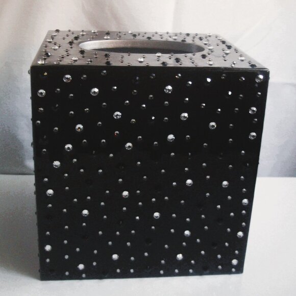MIKE+ALLY NYC Crystal Ebony Black Boutique Tissue Box Cover - Picture 5 of 12